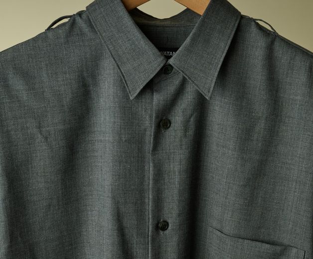 Junya Long Shirt Dress on Hanger Close Up Collar